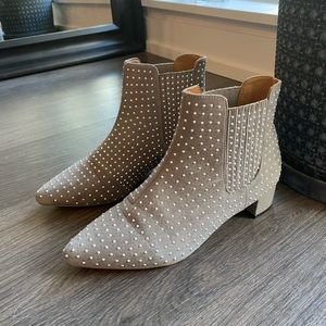 Topshop Faux Suede Studded Grey Boots - sz 37